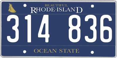RI license plate 314836