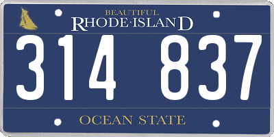 RI license plate 314837