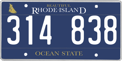 RI license plate 314838
