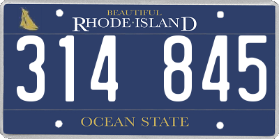 RI license plate 314845