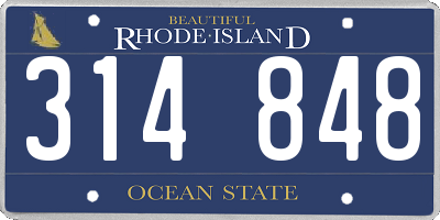 RI license plate 314848