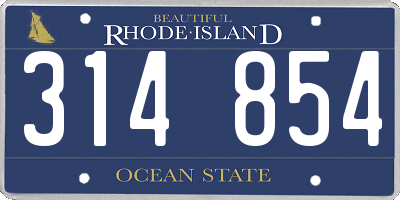 RI license plate 314854
