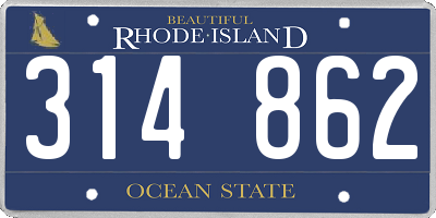 RI license plate 314862