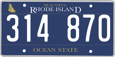 RI license plate 314870