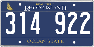 RI license plate 314922