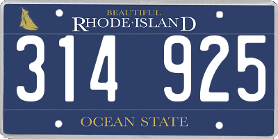 RI license plate 314925