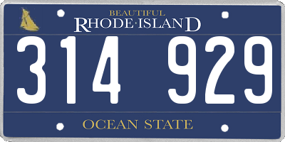 RI license plate 314929
