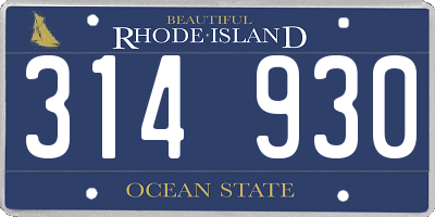 RI license plate 314930