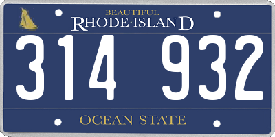 RI license plate 314932