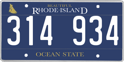 RI license plate 314934