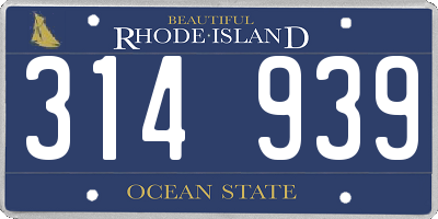 RI license plate 314939