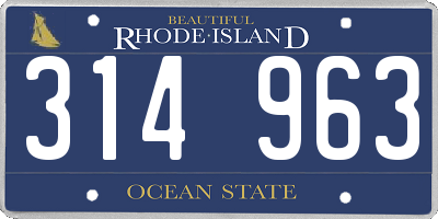 RI license plate 314963