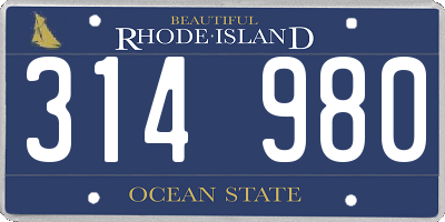 RI license plate 314980