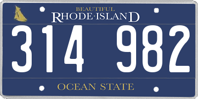 RI license plate 314982