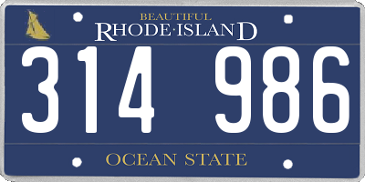 RI license plate 314986