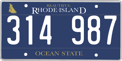 RI license plate 314987