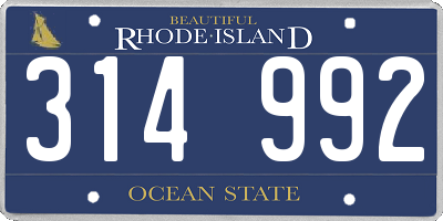 RI license plate 314992