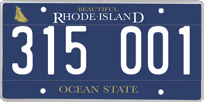 RI license plate 315001