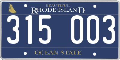 RI license plate 315003