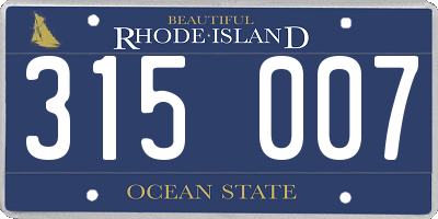 RI license plate 315007