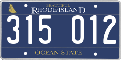 RI license plate 315012