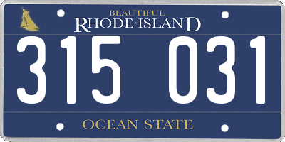 RI license plate 315031