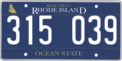 RI license plate 315039