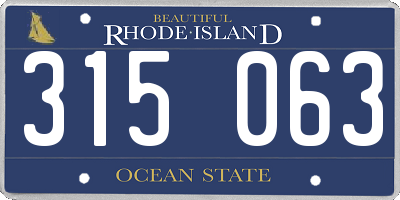 RI license plate 315063