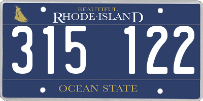 RI license plate 315122