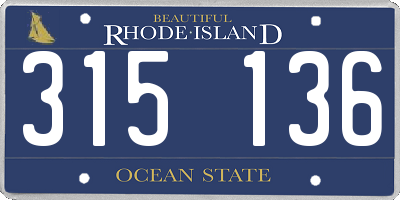 RI license plate 315136
