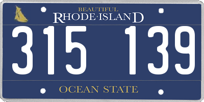 RI license plate 315139
