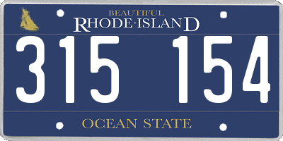 RI license plate 315154