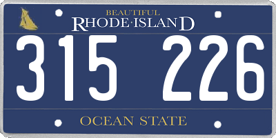 RI license plate 315226