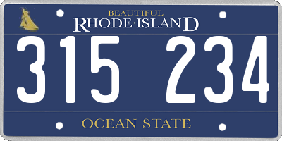 RI license plate 315234