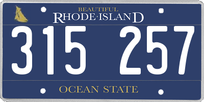RI license plate 315257