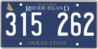 RI license plate 315262