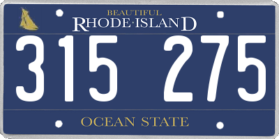 RI license plate 315275