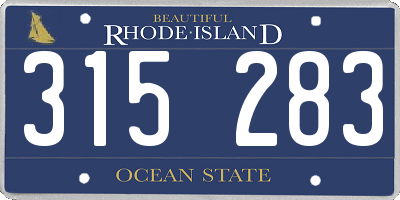 RI license plate 315283