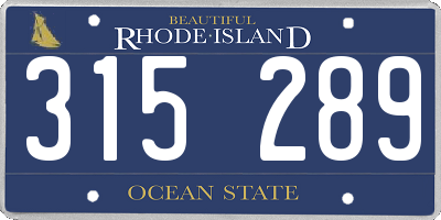 RI license plate 315289