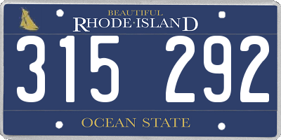 RI license plate 315292