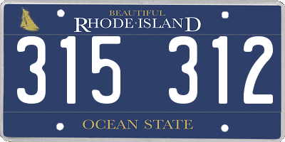 RI license plate 315312