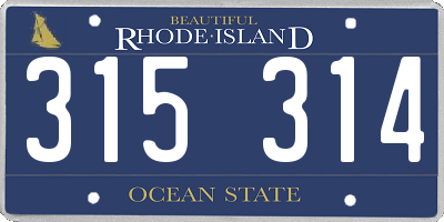 RI license plate 315314