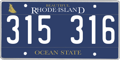 RI license plate 315316