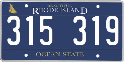 RI license plate 315319
