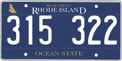 RI license plate 315322