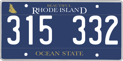 RI license plate 315332
