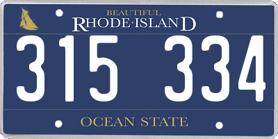 RI license plate 315334