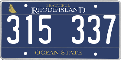 RI license plate 315337