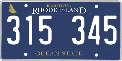 RI license plate 315345