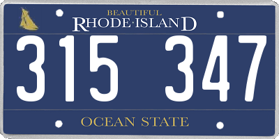 RI license plate 315347